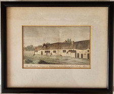 Whittington Church Derbyshire Original Engraving Hand Coloured c1840 {alv}