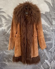 Vintage Afghan Coat Real Suede