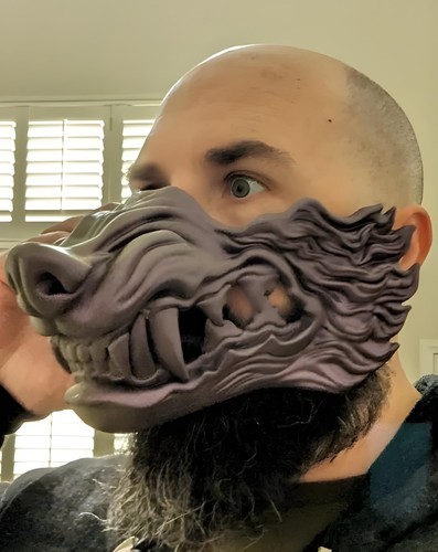 Half realistic wolf mask - wolf,