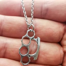 Brass Knuckles Pendant Necklace Unisex Vintage Goth Chain Summer Style Jewelry