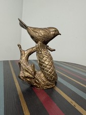 Heavy cast brass bird perched - heavy,