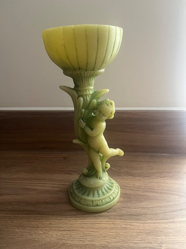 Vintage green resin cherub - vintage,