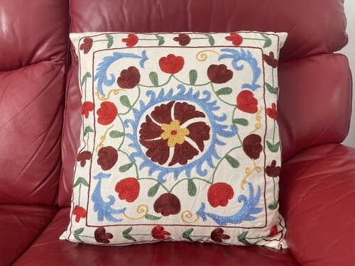 Hand embroidered suzani - , pillow