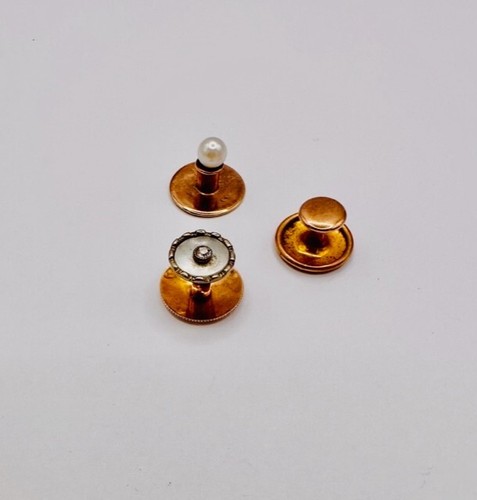 Mens antique solid 9ct - 3x,