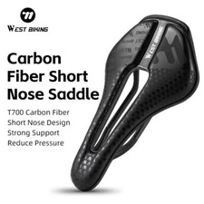 WEST BIKING Carbon Fiber Short Nose Bicycle Saddle Racing Bike Seat Saddle 145g