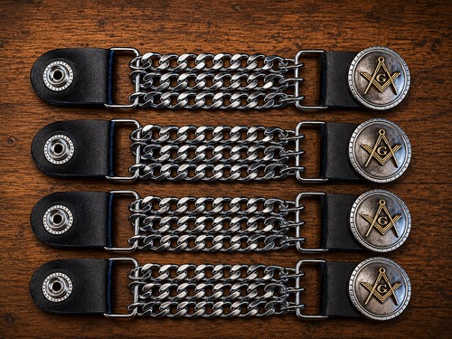Masonic black leather vest - masonic,