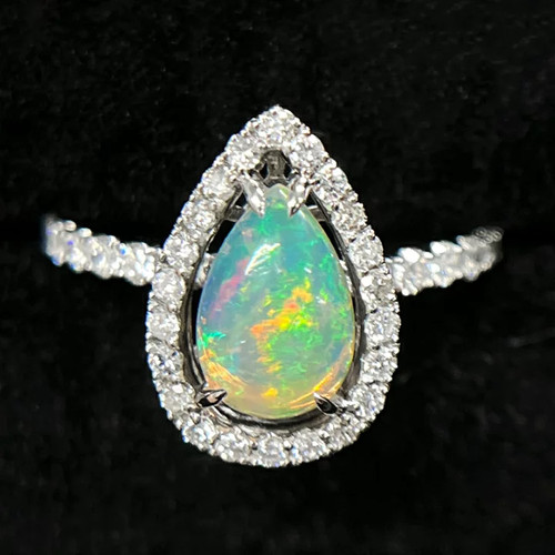 Opal 72ct diamond halo ring - 0.72ct,
