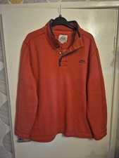 Mens 'Weird Fish' Heavy Cotton Blend Jumper. Coral. Pockets. Button Up. XL (48")