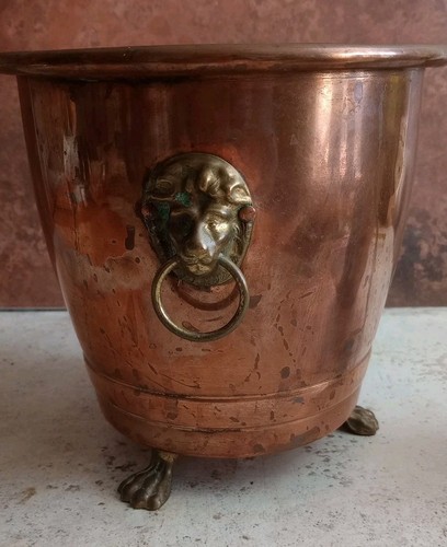 Antique english copper planter - antique,