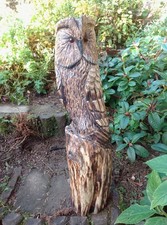 Owl driftwood chainsaw carving