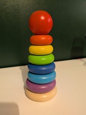 Plan Toys Wooden Ring Stacker Montessori Material Coordination Colour Sorting