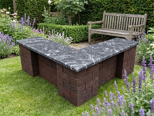 Dark grey veined - marble, corner