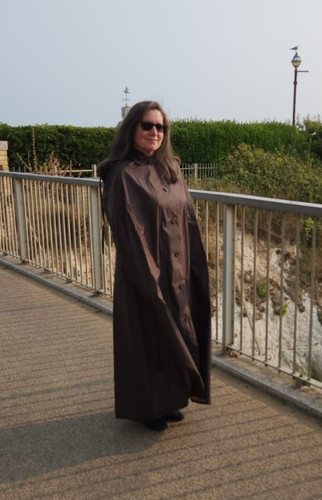 Brown rubber rain cape - rain, m-l