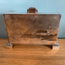 Vintage Japanese Damascene Mount Fuji Self Standing Cigarette Case