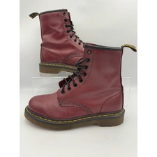 Dr. Martens Boots Women's UK Size UK 4 Burgundy Cherry Red Smooth Leather Docs