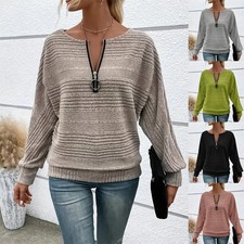 Ladies Zip V-Neck Pullover