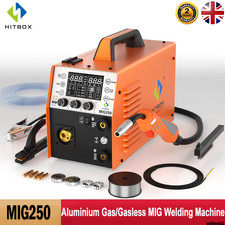 HITBOX 6 IN 1 Aluminium MIG Welder Gas Gasless 250Amp LCD ARC/Lift TIG/Spool Gun