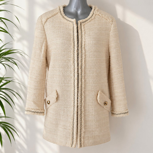Zara beige tweed fringe - zara,