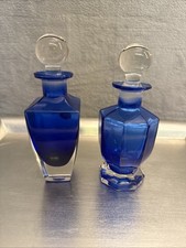 Vintage Blue Perfume Bottles Cristallerie MA.VI & AL Piombo Lead Crystal Italy