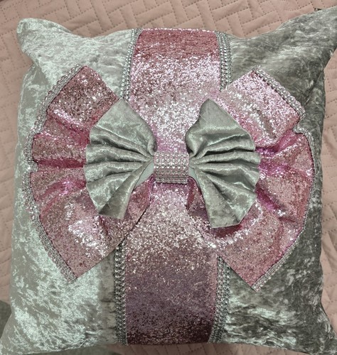 Grey pink plush velvet - grey, &