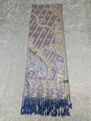 Purple paisley woven scarf - paisley,