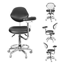Dental Adjustable Doctor Dentist Chair Mobile Assistant Stool Black PU Leather