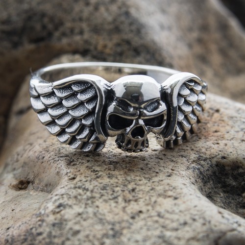 Skull wings ring - skull,