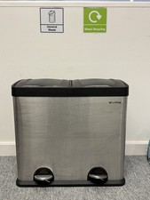 EVRE 60L Dual Compartment Recycling Bin with Lids, Silver