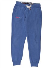 SUPERDRY Womens Slim Fit Tracksuit Trousers Joggers UK 14 Large Blue GL13