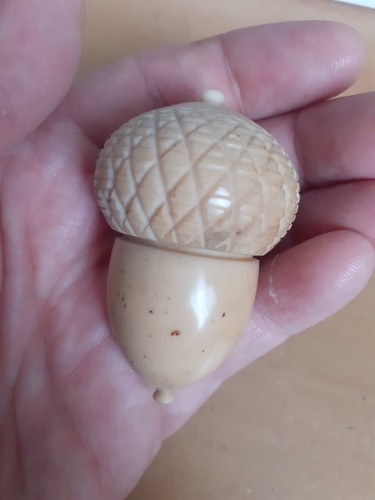 Antique acorn carved - , coquilla