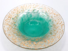 Art Deco Monart Glass Vase Shape UB Size XI Green with Aventurine 5 inches diam.