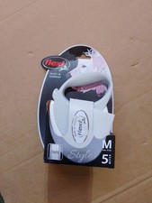 Flexi Style Grey/White Medium 5m Tape Retractable Lead Max 25kg Dog