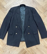 Skopes Men's Black Wool Double-Breasted Blazer Jacket 42R Gold Buttons Classic*