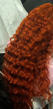 may ginger red-haired jerry curly 100% human Hair lace front Wig