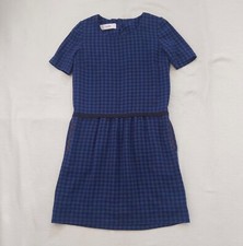 Luella check shirt plaid dress Blue Short sleeve Pockets Silk lining VGC UK 8/10