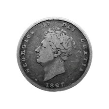 1827  King George IV .925 Silver Shilling Coin. Just 574,000 Minted