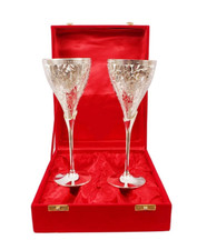 Medieval Gothic Brass Embossed Chalice Goblets of King Arthur Antique Wine Glass