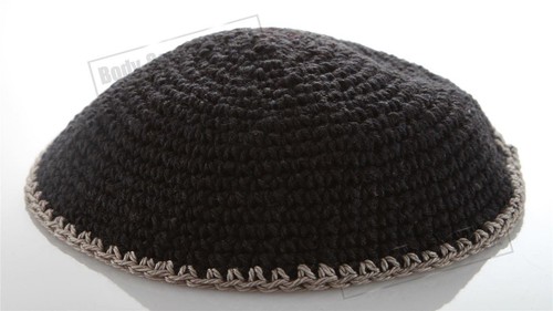 Knitted black kippah yarmulke - kippah,