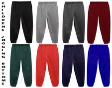 JOGGING BOTTOMS - Kids Warm Fleece Style Plain Joggers Bottom Pants 2 - 15 Years