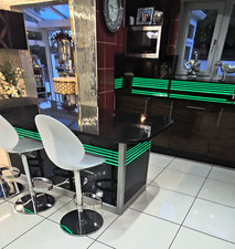 Moben Black/Brown Gloss Neff Kitchen. C/W LED Splash-Backs & Granite Worktops