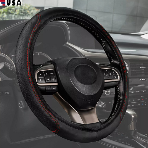 Leather car steering wheel - car,