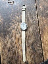 Emporio Armani womens Oval watch, mother of pearl & silk strap