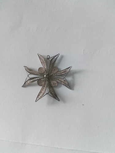 Metal filigree maltese pendant - metal,