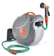VonHaus Hose Reel 30m. Retractable/Auto Recoil/Lock, Spray Head & Fittings. New