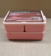 Lychico Lunch Box, 1400ml Bento Box with Spoon Fork, Stackable 2 Layer 3 Compart