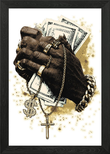 Praying hands with money - with,