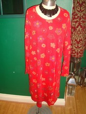 GUDRUN SJODEN RED ARIA  LAGENLOOK/TUNIC STYLE  DRESS - SIZE XL - UK 18/20