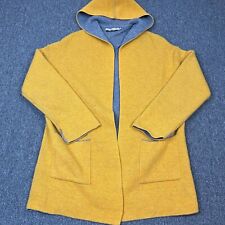 Chiaramente Jumper Womens Small Yellow Open Oversized Cardigan Wool Hood Sweater