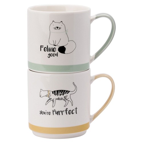 Playful pets cat - cat, mugs