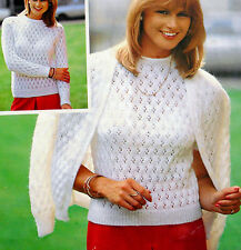 #111 Ladies Lacy DK Twinset & Sweater Vintage Knitting Pattern 32-42" 81-106cm